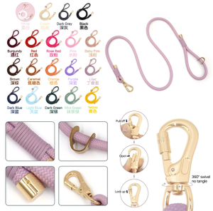 Gro&szlig;handel mit Seil-Hundeleine – 19 Farben, 12 mm 8-str&auml;ngiger Kern, Ledergriffclip, Sicherheitsverschluss-Drehhaken, OEM/ODM-Hersteller