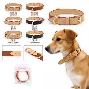 Collare per cani in pelle scozzese Louis - Collare di design in pelle PU bicolore con doppio anello a D e finitura oliata sui bordi | Heyri Pet OEM/ODM all'ingrosso