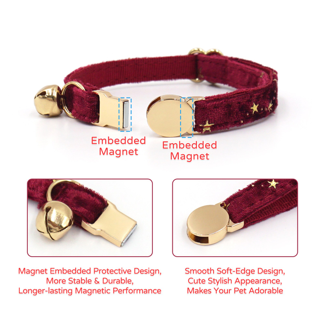 Collier magn&eacute;tique pour chat — Boucle &agrave; aimant cach&eacute; brevet&eacute;e, 39 styles, tailles S et L