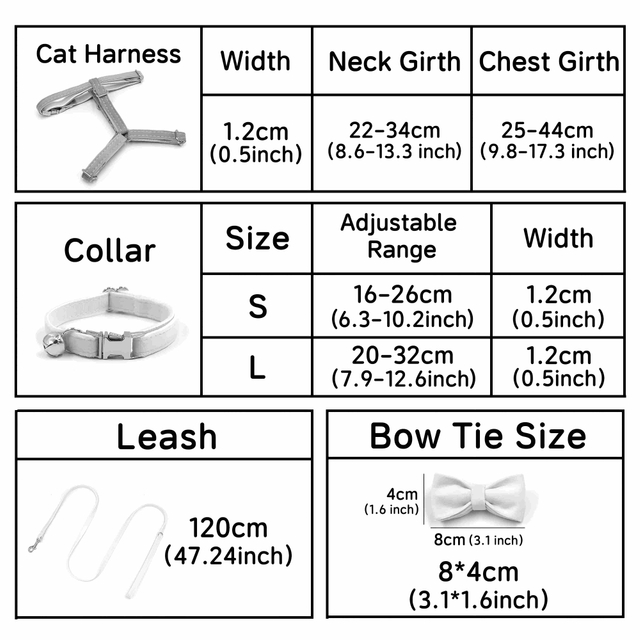 ベルベット猫首輪ハーネス リーシュ & 蝶ネクタイ セット — ベル付き 4 ピース バンドル | 36色、20個からのOEM
